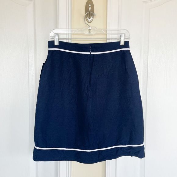 Banana Republic Dresses & Skirts - Banana Republic Size 4 Navy White Above Knee Contrast Lines Skirt in Linen Blend